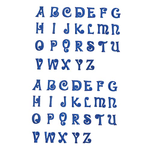 OSALADI 1 Satz Stoffaufnäher Mit Buchstabenstickerei Gestickte Aufnäher Für Bekleidungsstücke Flicken Für Hosen Stickbuchstaben Alphabet-stickerei-patch Flicken Nähen Zit Blue 52 Stück von OSALADI