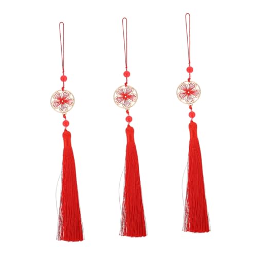 OSALADI 1 Satz Teiliges Dekorative Quasten Anhänger Für DIY Lesezeichen Chinesischer Fächer Blumenquasten Große Rote Anhänger Für Taschen Und Kostüme 3 Stück von OSALADI