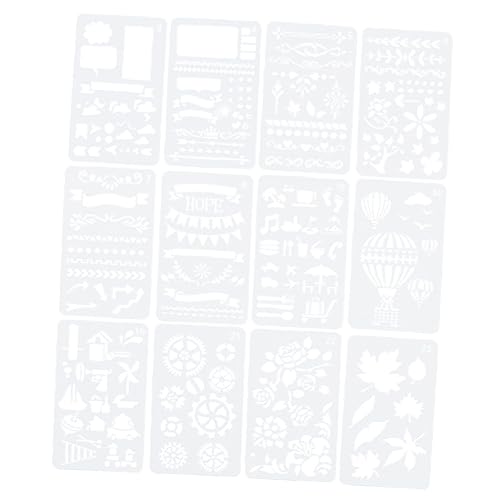 OSALADI 1 Satz Teiliges Malvorlagen Schablonen Für Lustige Diy Zeichentools Zur Dekoration Von Scrapbooks Zufälliger Stil Weiß Für Kreative Projekte Und Bastelarbeiten 12 Stück von OSALADI