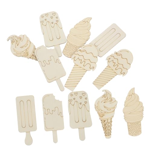 OSALADI 1 Satz Unvollendete Holz Eiscreme Scheiben Diy Blanko Holzschnitte Für Malerei Kinderprojekte Und Bastelarbeiten 30 Stück von OSALADI