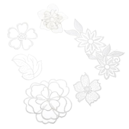 OSALADI 1 Satz Weiße Spitzenstoff Patches Stickerei Für Diy Kleidung Und Bastelprojekte Zum Aufnähen Und Dekorieren Von Kleidung Und Accessoires 6 Stück von OSALADI
