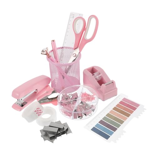 OSALADI 1 Satz Zubehör Für Bürosets Schreibtisch Bürobedarf Hefter Klein Büromaterial Für Frauen Schöner Hefter Bürodekoration Für Frauen Hefterbandabroller Bandhalter Plastik Rosa von OSALADI