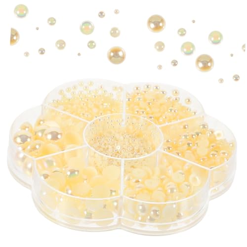 OSALADI 1 Schachtel Perlhaarzubehör Perlen Haarschmuck Kleine Flatback-perle Schmuckherstellungssets Für Erwachsene Flatback-perle Für Diy Damenschmuck Beige Abs von OSALADI