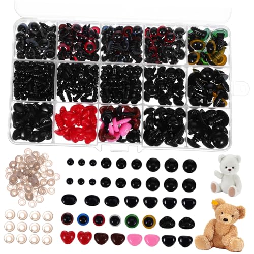 OSALADI 1 Set Kleine Augen Zum Basteln Häkeln Kuscheltiere Weiche Stofftieraugen Und Nasen Puppenplüsch Farbige Süße Wackelaugen Knopfaugen Sicherheitsaugen Bastelaugen von OSALADI