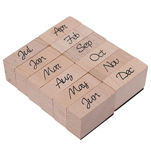 OSALADI 1 Stück Holzstempel für Scrapbooking Kreativer Englischer Monatsstempel mit Abkürzung für für Tagebuch und Bastelprojekte mit Aufbewahrungsbox von OSALADI