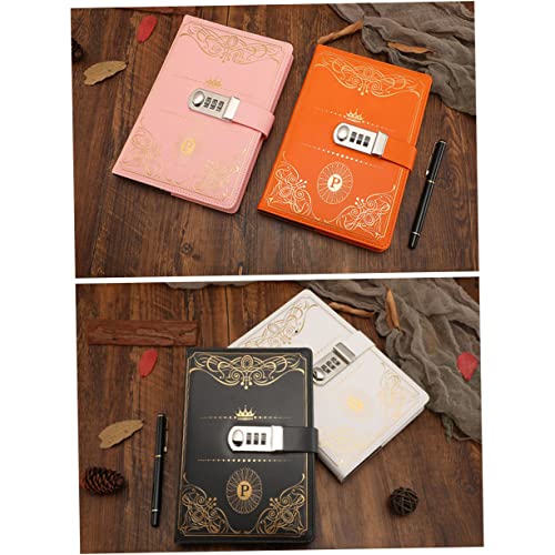 OSALADI 1 Stück Vintage PU Notizbuch mit Code Lock Stilvolles Tagebuch für Notizen und Reisen Orangefarbener Schutzumschlag für Persönliche Erinnerungen und Kreative von OSALADI