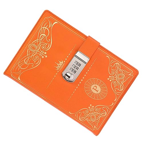 OSALADI 1 Stück Vintage PU Tagebuch mit Codeverschluss Orange Notizbuch für Reisen Zeichnungen Erinnerungen für Journaling und Notizen Sicheres Design für Persönlichen Schutz von OSALADI
