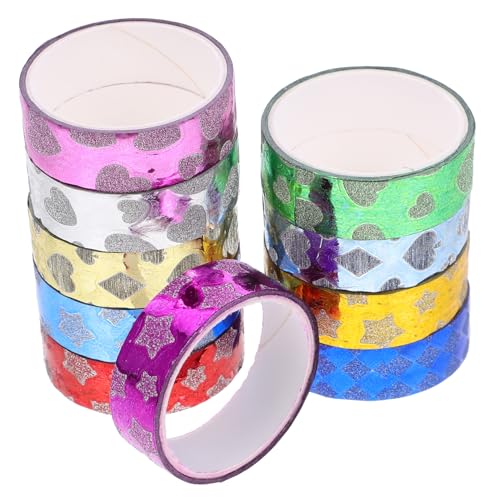 OSALADI 10 Rollen Glitzer Washi Tape Dekorative Klebebänder für Diy Scrapbooking und Kunsthandwerk Vielseitig Einsetzbar für Journaling Partydekorationen und Projekte von OSALADI