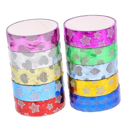 OSALADI 10 Rollen Goldpulverband Dünn Ästhetisch Farbe Bunt Diy Washi Tape Basteln Tagebuch Washi Tapes Washi -bänder Washi Tape Japanisch Dekorative Washi-klebebänder Wickelband Papier von OSALADI
