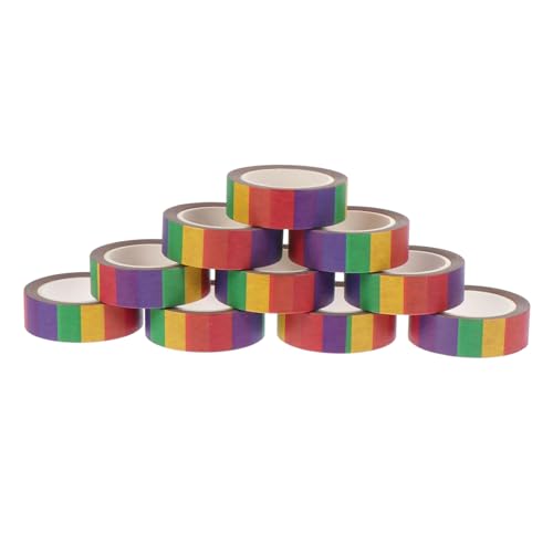OSALADI 10 Rollen Rainbow Washi Tapes Dekorative Klebebänder für Scrapbooking Hand Account Sticker DIY Bastelbedarf Haftend für Kreative Projekte von OSALADI
