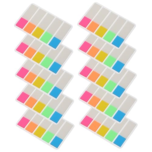 OSALADI 10 Sätze Fluoreszierende Selbstklebende Haftnotizen Memo Pads Bunte Index Sticker Praktische Notizzettel für Büro Schule Studium Einfache Anwendung Handlich und Vielseitig von OSALADI