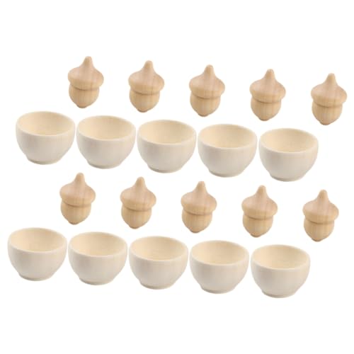 OSALADI 10 Sätze Holzschalen und Eicheln zum Basteln Naturbelassenes Holzspielzeug für DIY Malset für Kreative Graffiti Fördert Fantasie und Spielerisches Lernen Langlebig und Vielseitig von OSALADI