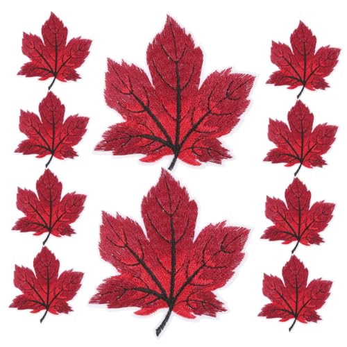 OSALADI 10 Stück Bestickte Ahornblatt Bügelbilder Patches für Kleidung und Rucksäcke Dekorative Stoffaufnäher zum Aufbügeln Vielseitige Flicken für Jacken Taschen und Textilien von OSALADI