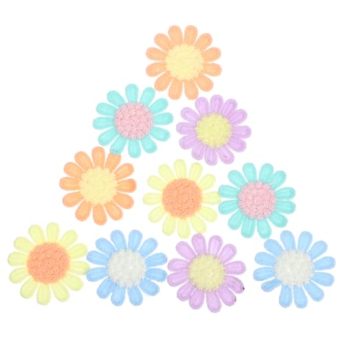 OSALADI 10 Stück Blumen Aufnäher DIY Kleidung Applikationen zum Aufbügeln Langlebige und Sichere Stoffblumen für Kreative Bastelprojekte für Kleidung und Accessoires Blau Orange Lila Grün von OSALADI