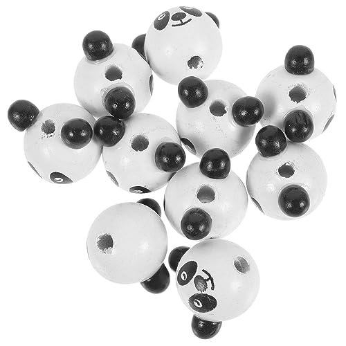 OSALADI 10 Stück Bunte Holzperlen Tierkopf Design Diy Bastelperlen für Armbänder Panda Stil Kreative Schmuckzubehör für Bastelprojekte von OSALADI