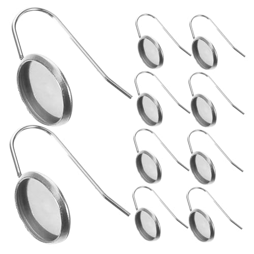 OSALADI 10 Stück Dekoratives Lünettentablett Ohrringe Haken Lünette Tablett Diy -schmuck Blendenrohlinge Lünettenfacheinstellung Tabletts Ohrhaken Rostfreier Stahl Silver von OSALADI