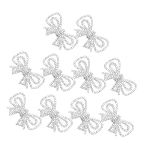 OSALADI 10 Stück Fliege-Stoffaufnäher Strass-Patches mit Schleife Schleifenaufnäher mit Strasssteinen Glitzerbogenflecken Strass-Stickpatch Kristallbogenkleber Polyester Silber von OSALADI