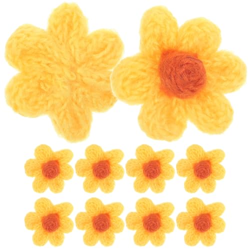 OSALADI 10 Stück Garn Blumenaufnäher Nähapplikationen Stoffblumen Süße Kunstrosa Applikationen Nähflicken Für Kleidungsreparaturen Für Arrangements Mini Gänseblümchen von OSALADI