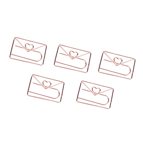 OSALADI 10 Stück Herzform Büroklammern aus Metall Roségoldene Briefumschlag Design Clips für Notizen Fotos und Lesezeichen für Büro Schule und Zuhause von OSALADI