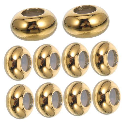 OSALADI 10 Stück Metallhalterperlen Perlen für Schmuckhersteller lose Perlen aus Metall Metallperle runde Abstandsperlen Schiebestoppperlen Rostfreier Stahl Golden OSALADI 10 Stück Metallhalterperlen Perlen für Schmuckhersteller lose Perlen aus Metall Metallperle runde Abstandsperlen Schiebestoppperlen Rostfreier Stahl Golden von OSALADI