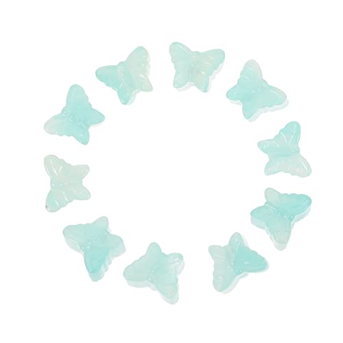 OSALADI 10 Stück Nachtleuchtende Glasperlen Schmetterlingsförmige Bastelperlen für Diy Schmuckherstellung Geeignet für Halsketten Armbänder und Ohrringe Gradient Grün von OSALADI