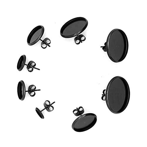 OSALADI 10 Stück Ohrring Rohlinge DIY Schmuck Zubehör Schwarz Runde Basis mit Ohrstopper Kreative Ohrringe Selbst Gestalten Bastelset für und Familie von OSALADI