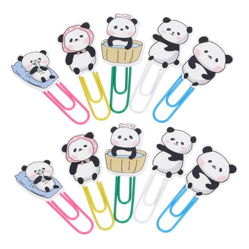 OSALADI 10 Stück Panda Büroklammern Dekorative Papierclips für Dokumente und Lesezeichen Vielseitige Büro und Studiobedarf Langlebige und Kunststoffmaterialien von OSALADI