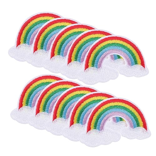 OSALADI 10 Stück Rainbow Cloud Bügelpatches Bunte Applikationen für Kleidung Jeans Shirts Taschen DIY Deko Projekte Einfach zu Verwenden Vielseitig Einsetzbar von OSALADI