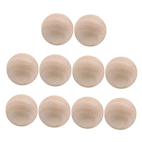 OSALADI 10 Stück Runde Holzperlen ohne Bohrung Lotus Holz Diy Bastelmaterial für Schmuck Malen und Handwerk Unbehandelt Natürliche Holzfarbe von OSALADI