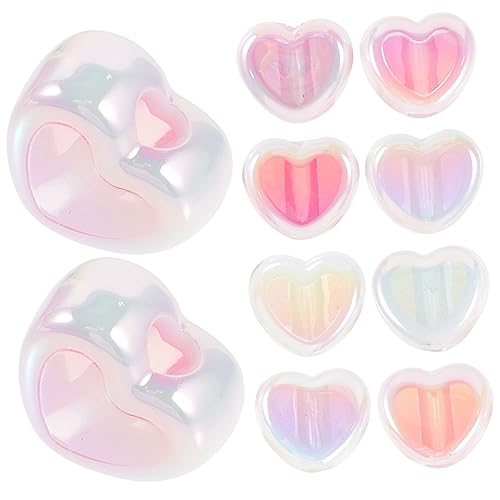 OSALADI 10 Stück Teiliges Acryl Herz Perlen zum Auffädeln Bunte DIY Spacer Perlen mit Glatter Oberfläche Langlebige Schmuckperlen für Armbänder Anhänger und Kreative Bastelideen von OSALADI