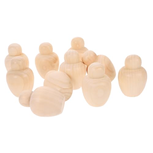 OSALADI 10 Stück Teiliges DIY Holzfiguren Kleine Holzpuppen zum Bemalen Basteln Kreative Bastelbedarf Natürliche Holzdekoration für Mädchen Jungen von OSALADI