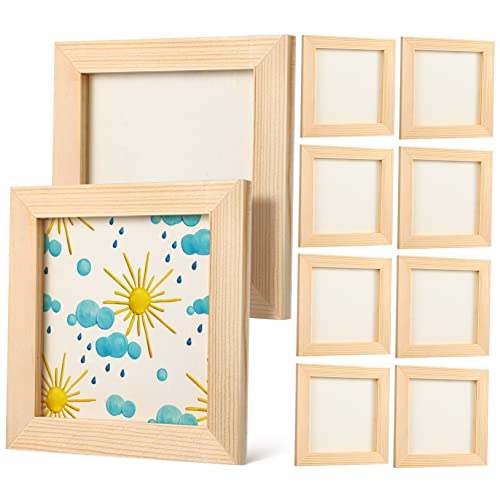 OSALADI 10 Stück Teiliges Kleine Holz Bilderrahmen Naturbelassen Diy Fotorahmen für Bastelprojekte Geeignet für Kindergarten Schule Malerei und Tonbilder Stabile Holzrahmen mit Glatter von OSALADI