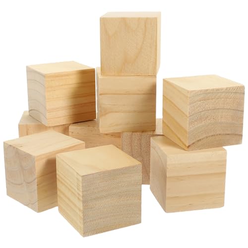OSALADI 10 Stück Teiliges Kleine Naturbelassene Birkenholz Würfel Quadratische Holzwürfel für DIY Bastelprojekte und Kunsthandwerk ohne Splinte von OSALADI