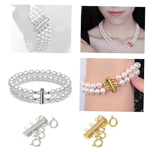 OSALADI 10 Stück Teiliges Magnetverschluss Schmuckverbinder für Armbänder Gold und Silberfarbene Röhrenverschlüsse für Mehrschichtige und Armbänder Einfach zu Bedienen und Vielseitig von OSALADI