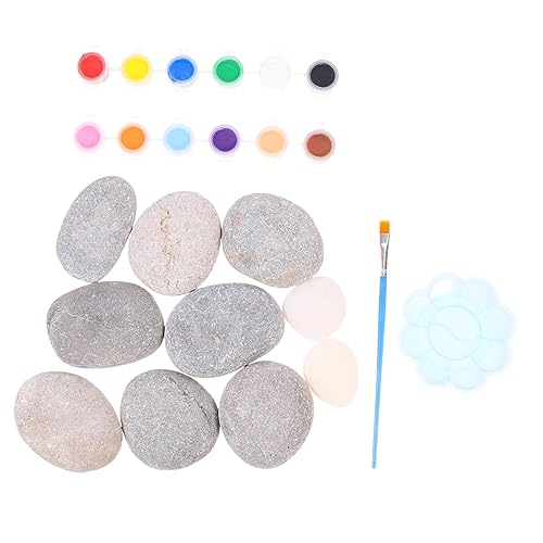 OSALADI 10 Stück Teiliges Malsteine mit Pigment Pinsel und Mischpalette für Kunstunterricht und Kinderaktivitäten Natürliche Steinoberfläche für Projekte OSALADI 10 Stück Teiliges Malsteine mit Pigment Pinsel und Mischpalette für Kunstunterricht und Kinderaktivitäten Natürliche Steinoberfläche für Projekte von OSALADI