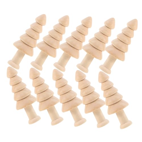 OSALADI 10 Stück Teiliges Mini Holz Weihnachtsbaum Unbehandelte DIY Bäume Sichere Kanten Blanke Oberfläche zum Bemalen Kreative Weihnachtsdeko für Vielseitig Gestaltbare Miniatur von OSALADI