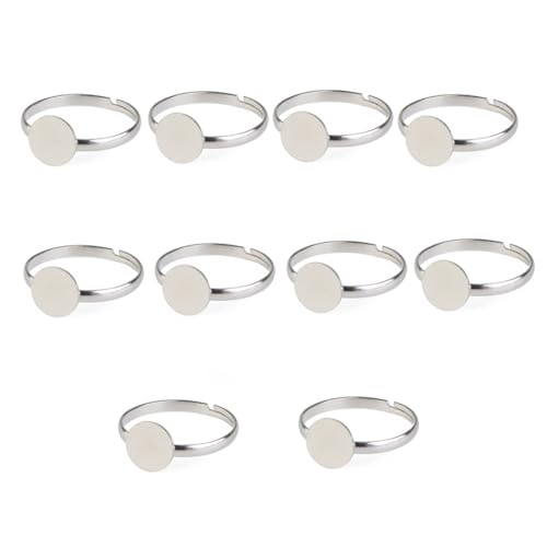 OSALADI 10 Stück Teiliges Verstellbare Silberring basen Silberfarbene Metallringe für Schmuckherstellung DIY Ringrohlinge zum Basteln von Modeschmuck und Charms von OSALADI