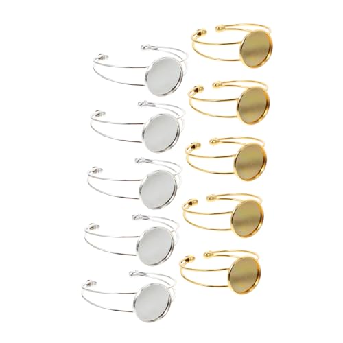OSALADI 10 Stück Teiliges Verstellbares Rund legierung für Schmuckherstellung Edelstein lünette Armbandrohlinge Langlebige DIY Bangle Basis in Silber und Goldfarben OSALADI 10 Stück Teiliges Verstellbares Rund legierung für Schmuckherstellung Edelstein lünette Armbandrohlinge Langlebige DIY Bangle Basis in Silber und Goldfarben von OSALADI