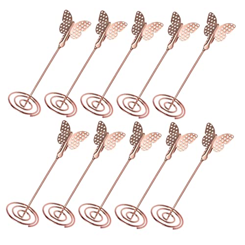 OSALADI 10 Stück Tischkartenhalter mit Schmetterlingen Platzkartenständer für Hochzeiten Partys und Dekoration Robuste Kartenclips für Tische Roségold von OSALADI