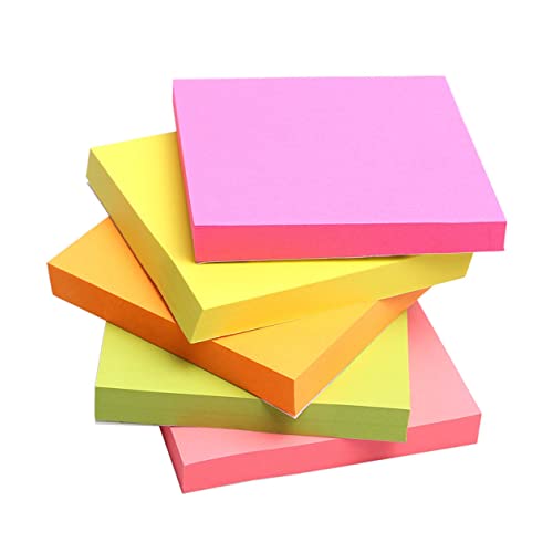 OSALADI 100 Blatt Haftnotizen Selbstklebende Quadratische Notizen Zufälligen Farben für Büro und Zuhause Markieren und Erinnern Zufällige Farbe von OSALADI