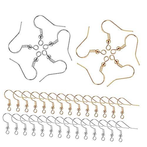 OSALADI 100 Paare Ohrhaken Silber Gold mit Transparenten Ohrstecker Verschlüssen Ergonomisch Leicht für DIY Schmuckherstellung Sicherer Halt für Damen Ohrringe Zubehör von OSALADI