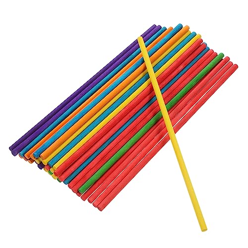 OSALADI 100 Stck Bunte Holzstäbchen für Bastelprojekte Runde Kleine Holzstäbe für DIY Handwerk Sicher und Leicht für Vielseitig Einsetzbar von OSALADI