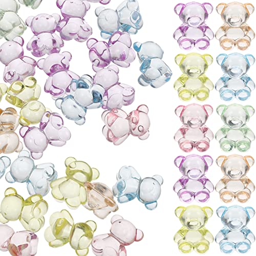 OSALADI 100 Stück Bär Spacer Perlen Acryllose Perlen für Diy Schmuck Haargummis Kreative Bastelmaterialien Bunten Farben von OSALADI