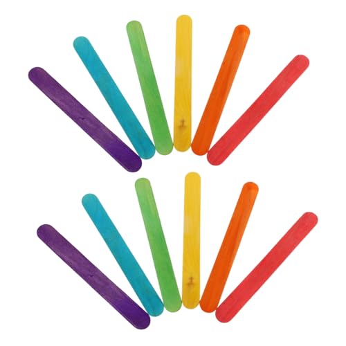 OSALADI 100 Stück Bunte Holzstäbchen Glatte Bruchsichere Holz popsicle sticks für Basteln DIY Modelle Eiscreme Vielseitige Holzbastelstäbe für Schule und Kunstprojekte von OSALADI