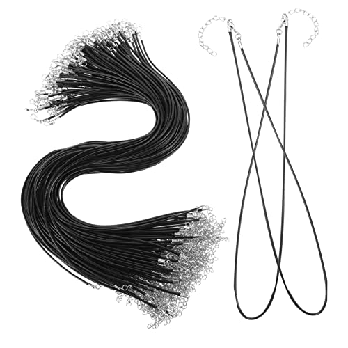 OSALADI 100 Stück DIY Halskette Schnur mit Verschluss Gewachste Schwarze Lederkordel für Anhänger Verlängerung für Schmuckherstellung OSALADI 100 Stück DIY Halskette Schnur mit Verschluss Gewachste Schwarze Lederkordel für Anhänger Verlängerung für Schmuckherstellung von OSALADI