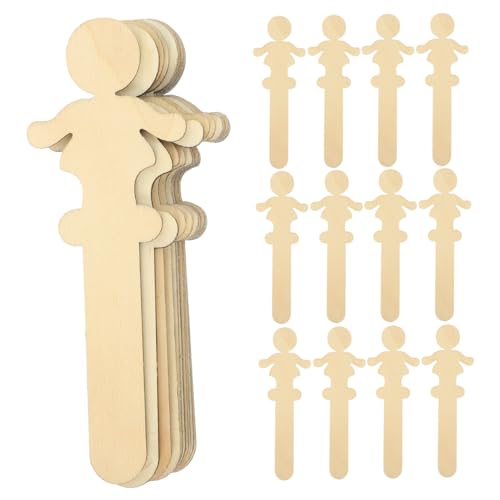 OSALADI 100 Stück Diy Holzscheiben Menschenform Kreative Bastelmaterialien für Unbedruckte Holzplatten für Kunsthandwerk und Dekoration von OSALADI