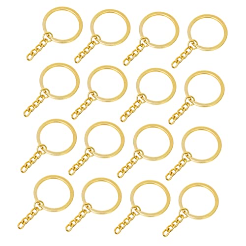 OSALADI 100 Stück Diy Schlüsselanhänger mit Flachen Metallringen Goldene Kettenringe für Kreative Bastelprojekte Organisation von Schlüsseln und Erinnerungen von OSALADI