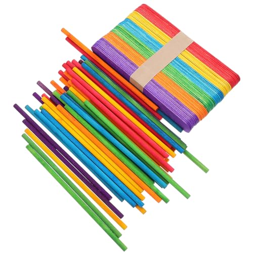 OSALADI 100 Stück Eisstiele Holz Jumbo Bastelstäbe für Diy Popsicle Herstellung Farbige Stäbe Runde Holzstäbe für Partys und Bastelprojekte von OSALADI