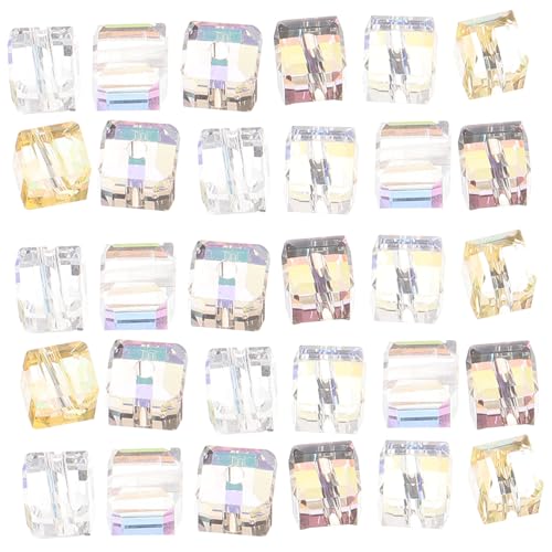 OSALADI 100 Stück Facettierte Würfel Glasperlen in Mischfarben Robuste DIY Schmuckperlen für Armband Halskette Vielseitige Zwischenperlen zum Auffädeln und Basteln von OSALADI