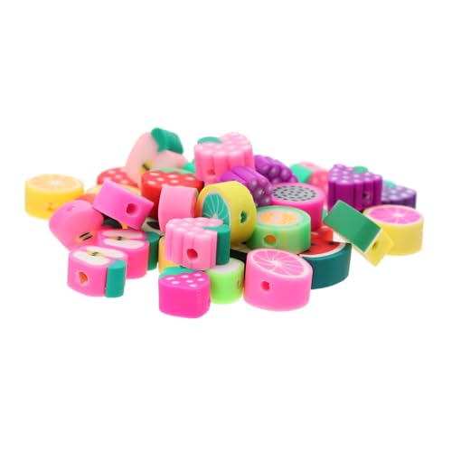 OSALADI 100 Stück Fruchtmotiv Polymer Clay Perlen Handgefertigte Bastelperlen für Diy Schmuckherstellung für Armbänder und Accessoires mit Bunten Designs für Kreative Bastelprojekte von OSALADI